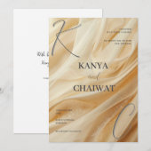 Golden Satin Luxe Wedding Invitation | Sparkle Cre Feestdagenkaart (Voorkant / Achterkant)