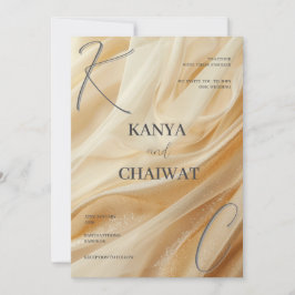 Golden Satin Luxe Wedding Invitation | Sparkle Cre Feestdagenkaart