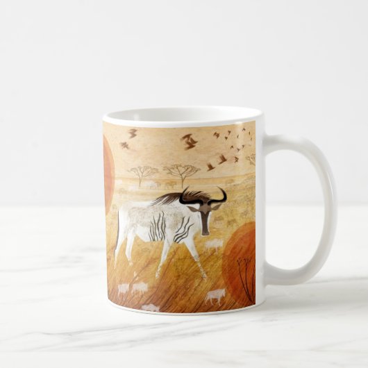 Golden Savannah Journey Whimsical Wildebeest Coffe Koffiemok (Rechts)