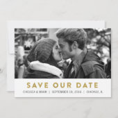 Golden Save the Date | Moderne fotokaart (Voorkant)