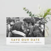 Golden Save the Date | Moderne fotokaart (Staand voorkant)