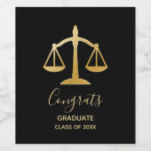 Golden Scales of Justice Law Thema Afstuderen Wijn Etiket (Enkel label)