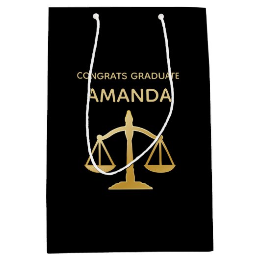 Golden Scales of Justice Law Theme Afstuderen Medium Cadeauzakje (Voorkant)