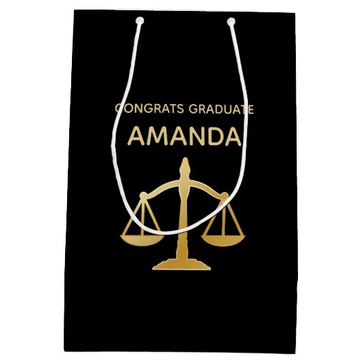 Golden Scales of Justice Law Theme Afstuderen Medium Cadeauzakje (Achterkant)