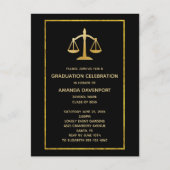 Golden Scales of Justice Law Theme Afstuderen Uitnodiging Briefkaart (Voorkant)