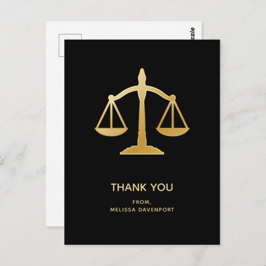 Golden Scales of Justice Law Theme Bedankt Briefkaart (Voorkant / Achterkant)