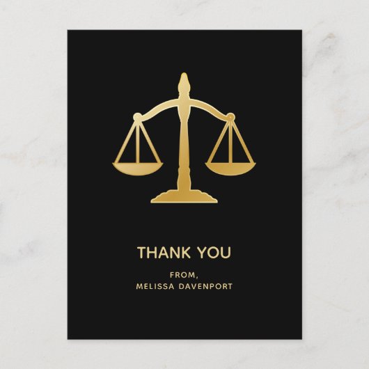 Golden Scales of Justice Law Theme Bedankt Briefkaart (Voorkant)