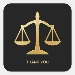 Golden Scales of Justice Law Theme Bedankt Vierkante Sticker