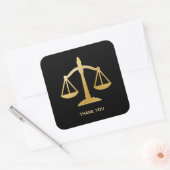 Golden Scales of Justice Law Theme Bedankt Vierkante Sticker (Envelop)