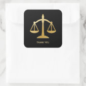 Golden Scales of Justice Law Theme Bedankt Vierkante Sticker (Tas)