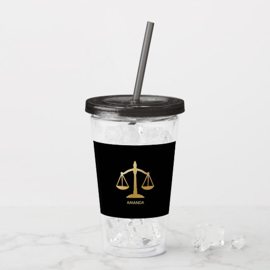 Golden Scales of Justice Law Theme Design Acryl Drinkbeker (Achterkant ijs)