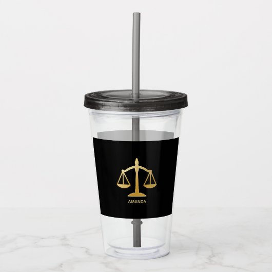 Golden Scales of Justice Law Theme Design Acryl Drinkbeker (Voorkant)