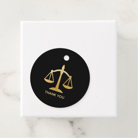 Golden Scales of Justice Law Theme Design Bedankjes Labels (In situ)
