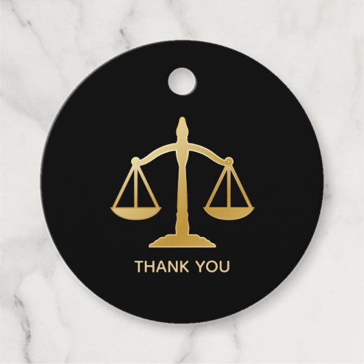 Golden Scales of Justice Law Theme Design Bedankjes Labels (Voorkant)