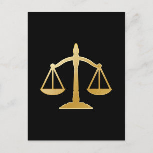 Golden Scales of Justice Law Theme Design Briefkaart