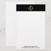 Golden Scales of Justice Law Theme Design Briefpapier (Voorkant / Achterkant)