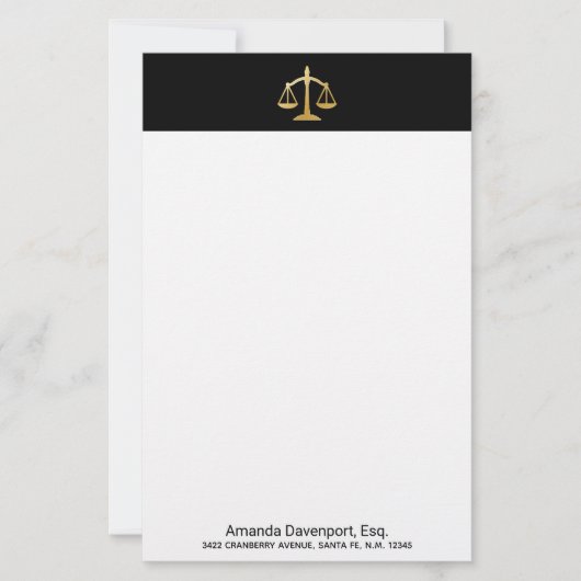 Golden Scales of Justice Law Theme Design Briefpapier (Voorkant)