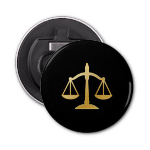 Golden Scales of Justice Law Theme Design Button Flesopener