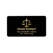 Golden Scales of Justice Law Theme Design Etiket (Voorkant)