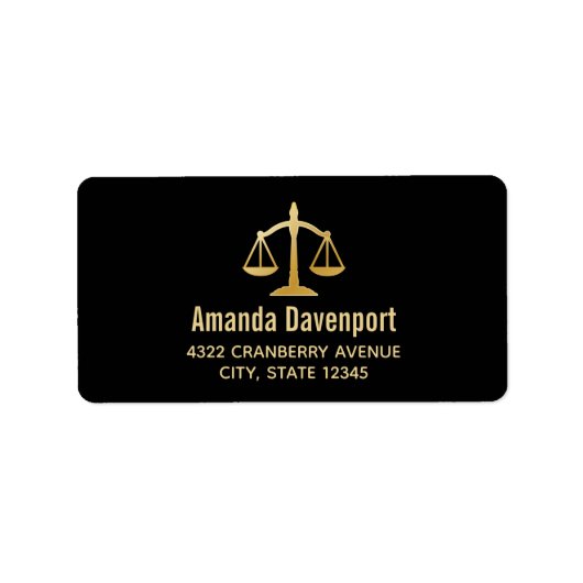 Golden Scales of Justice Law Theme Design Etiket (Voorkant)