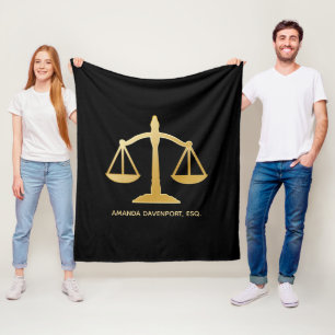 Golden Scales of Justice Law Theme Design Fleece Deken