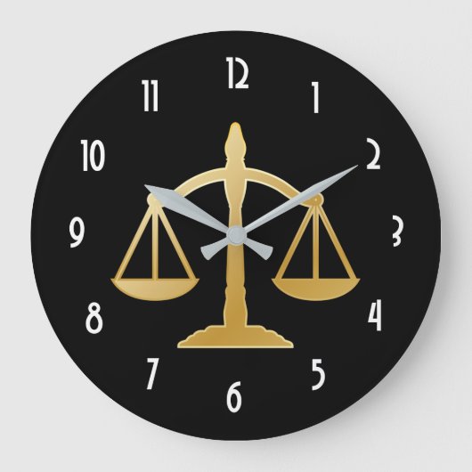 Golden Scales of Justice Law Theme Design Grote Klok (Voorkant)