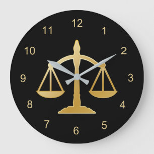 Golden Scales of Justice Law Theme Design Grote Klok