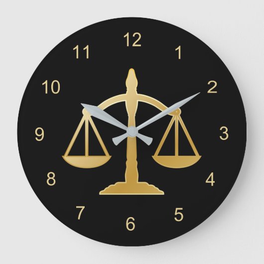 Golden Scales of Justice Law Theme Design Grote Klok (Voorkant)