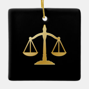 Golden Scales of Justice Law Theme Design Keramisch Ornament