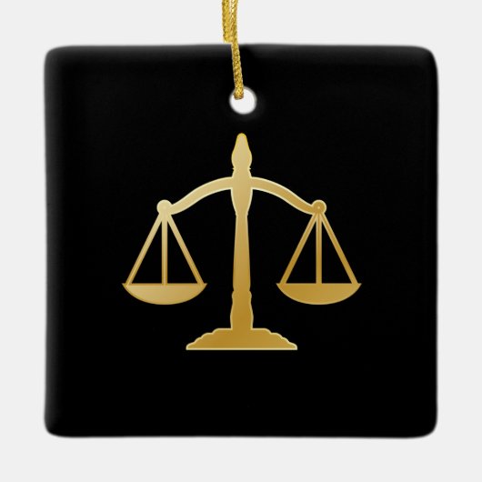 Golden Scales of Justice Law Theme Design Keramisch Ornament (Voorkant)