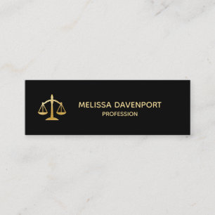 Golden Scales of Justice Law Theme Design Mini Visitekaartje