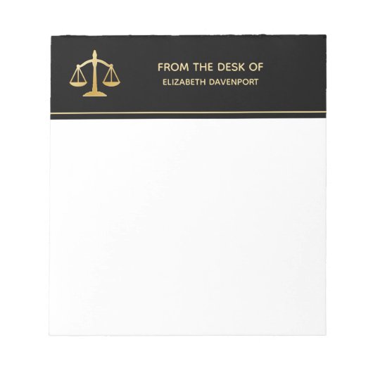 Golden Scales of Justice Law Theme Design Notitieblok (Voorkant)
