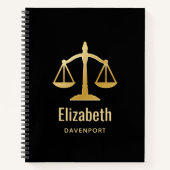 Golden Scales of Justice Law Theme Design Notitieboek (Voorkant)