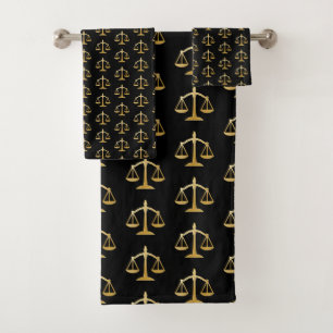Golden Scales of Justice Law Theme Design Pattern Bad Handdoek