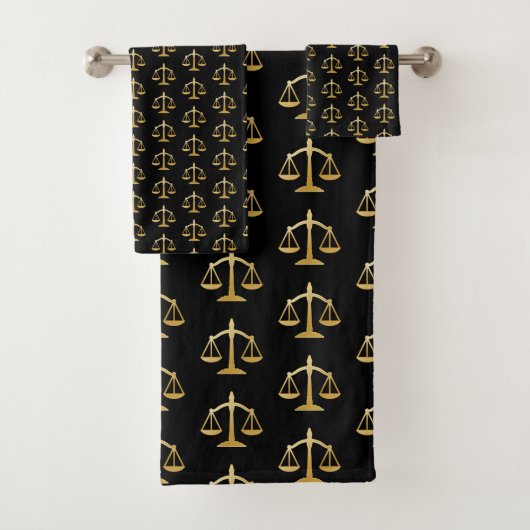 Golden Scales of Justice Law Theme Design Pattern Bad Handdoek (Insitu)