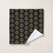 Golden Scales of Justice Law Theme Design Pattern Bad Handdoek (Wasdoekje)