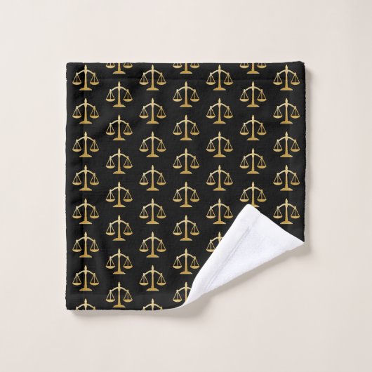 Golden Scales of Justice Law Theme Design Pattern Bad Handdoek (Wasdoekje)