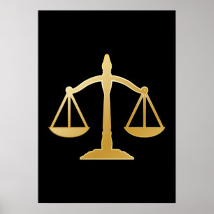 Golden Scales of Justice Law Theme Design Poster