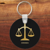Golden Scales of Justice Law Theme Design Sleutelhanger (Voorkant)