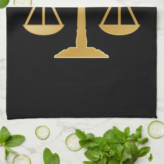 Golden Scales of Justice Law Theme Design Theedoek (Gevouwen)