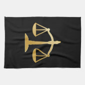 Golden Scales of Justice Law Theme Design Theedoek (Horizontaal)