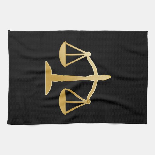 Golden Scales of Justice Law Theme Design Theedoek (Horizontaal)