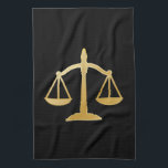 Golden Scales of Justice Law Theme Design Theedoek<br><div class="desc">Een keukenhanddoek met een afbeelding van goudkleurige schubben op een zwarte achtergrond. Eenvoudig en elegant.</div>