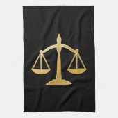 Golden Scales of Justice Law Theme Design Theedoek (Verticaal)