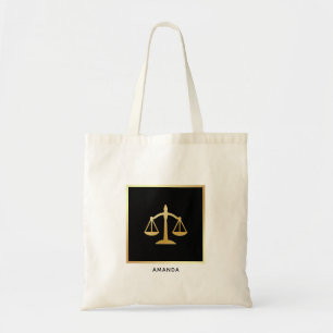 Golden Scales of Justice Law Theme Design Tote Bag