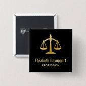 Golden Scales of Justice Law Theme Design Vierkante Button 5,1 Cm (Voorkant /achterkant)