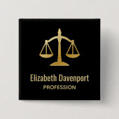 Golden Scales of Justice Law Theme Design Vierkante Button 5,1 Cm (Voorkant)