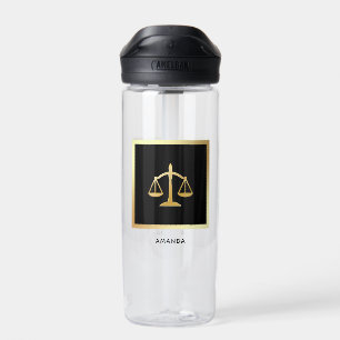 Golden Scales of Justice Law Theme Design Waterfles