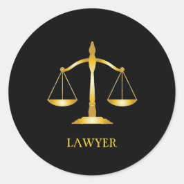 Golden Scales of Justice Lawyer on Black Classic R Ronde Sticker