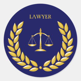 Golden Scales of Justice Lawyer on Blue Ronde Sticker